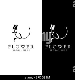 Logos von Blumen, Rosen, Lotusblumen und anderen Arten von Blumen. Durch Verwendung des Konzepts der Vektorkonstruktion. Stock Vektor