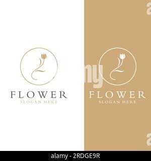 Logos von Blumen, Rosen, Lotusblumen und anderen Arten von Blumen. Durch Verwendung des Konzepts der Vektorkonstruktion. Stock Vektor