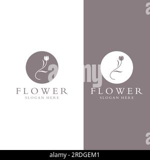 Logos von Blumen, Rosen, Lotusblumen und anderen Arten von Blumen. Durch Verwendung des Konzepts der Vektorkonstruktion. Stock Vektor
