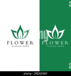 Logos von Blumen, Rosen, Lotusblumen und anderen Arten von Blumen. Durch Verwendung des Konzepts der Vektorkonstruktion. Stock Vektor