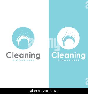 Reinigungs-Logo, Reinigungsschutz-Logo und Hausreinigungs-Logo. Mit Vektordesign-Konzept. Stock Vektor