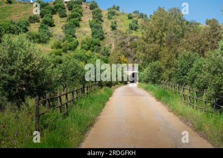 Olvera Tunnel in Via Verde de la Sierra Greenway - Olvera, Andalusien, Spanien Stockfoto