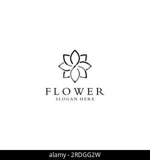 Logos von Blumen, Rosen, Lotusblumen und anderen Arten von Blumen. Durch Verwendung des Konzepts der Vektorkonstruktion. Stock Vektor