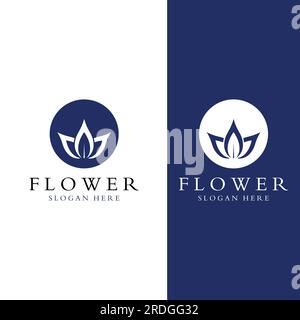 Logos von Blumen, Rosen, Lotusblumen und anderen Arten von Blumen. Durch Verwendung des Konzepts der Vektorkonstruktion. Stock Vektor