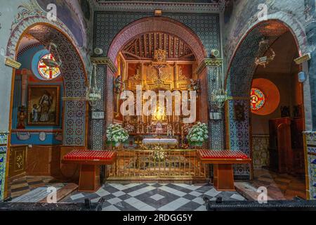 Altar des Heiligtums Los Remedios - Olvera, Andalusien, Spanien Stockfoto