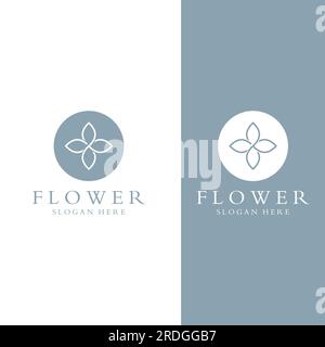 Logos von Blumen, Rosen, Lotusblumen und anderen Arten von Blumen. Durch Verwendung des Konzepts der Vektorkonstruktion. Stock Vektor