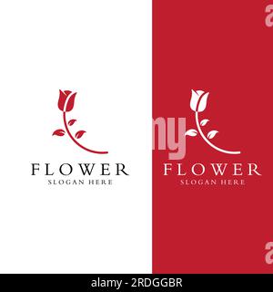 Logos von Blumen, Rosen, Lotusblumen und anderen Arten von Blumen. Durch Verwendung des Konzepts der Vektorkonstruktion. Stock Vektor