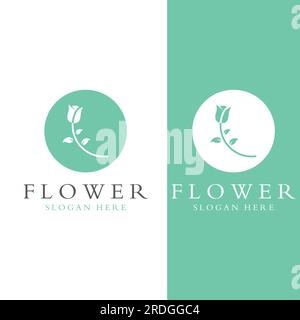 Logos von Blumen, Rosen, Lotusblumen und anderen Arten von Blumen. Durch Verwendung des Konzepts der Vektorkonstruktion. Stock Vektor
