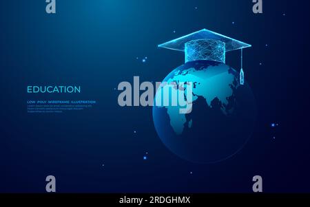 Abschlusskappe auf der abstrakten Erde. Globales Bildungskonzept. Stock Vektor