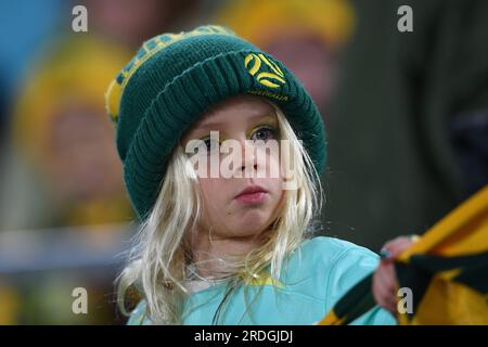 Sydney, NSW, Australien. 20. Juli 2023. Juli 20, Sydney, Australien, die Fans Australiens vor dem Start des FIFA Women's World Cup 2023 Fußballspiels zwischen den Australia Matildas und Irland im Stadium Australia in Sydney. Australian gewann das Spiel 1-0. (Kreditbild: © Danish Ravi/ZUMA Press Wire) NUR REDAKTIONELLE VERWENDUNG! Nicht für den kommerziellen GEBRAUCH! Stockfoto