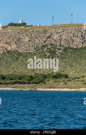 Santa Pola Leuchtturm vom Meer, Alicante, Costa Blanca, Spanien - Stock Photo Stockfoto