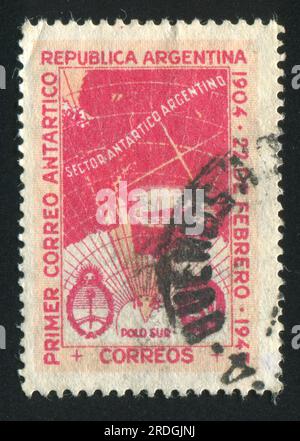 ARGENTINIEN - CIRCA 1945: Stempel gedruckt von Argentinien, zeigt Karte der argentinischen Antarktis Ansprüche, circa 1945 Stockfoto