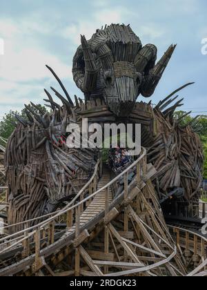 Die Achterbahn Wicker man in Alton Towers, Großbritannien Stockfoto