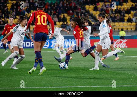 Wellington, Neuseeland. 21. Juli 2023. Salma Paralluelo (18, Spanien) bei einem ihrer marodierenden Angriffe in der zweiten Hälfte. Spanien gegen Costa Rica. Gruppe C. FIFA Frauen-Weltmeisterschaft 2023 Australien und Neuseeland. Spanien gewinnt 3-0 in Wellington. Neuseeland. (Joe Serci/SPP) Kredit: SPP Sport Press Photo. Alamy Live News Stockfoto