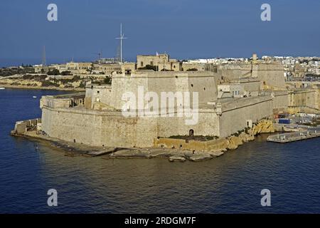 Blick auf Fort Saint Elmo; Forti Sant'Iermu; Valletta; Malta Stockfoto