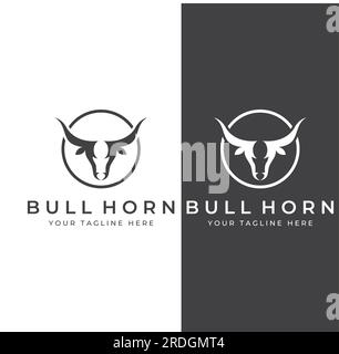 Bull's Head Horn Logo. Vektordesign-Konzept wird verwendet. Stock Vektor