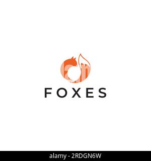 Fox Animal Logo-Design. Abstrakt, kreativ und minimalistisch. Stock Vektor