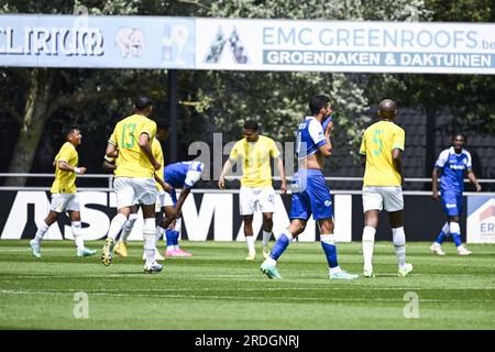 Oostakker, Belgien. 21. Juli 2023. Gents Tarik Tissoudali sieht während eines freundlichen Fußballspiels zwischen KAA Gent und dem südafrikanischen Team Mamelodi Sundowns am Freitag, den 21. Juli 2023 in Oostakker, zur Vorbereitung der kommenden Saison 2023-2024, deprimiert aus. BELGA FOTO TOM GOYVAERTS Kredit: Belga News Agency/Alamy Live News Stockfoto