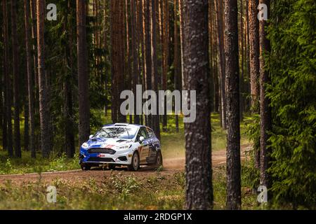 65 Robert JURGENSON (EST), Siim OJA (EST), FORD Fiesta Rally4, RC4, Rally4, Aktion während der Rallye, Estland. , . WRC World Rally Car Championship vom 20. Bis 23. Juli 2023 in Tartu, Estland - Foto Nikos Katikis/DPPI Credit: DPPI Media/Alamy Live News Stockfoto