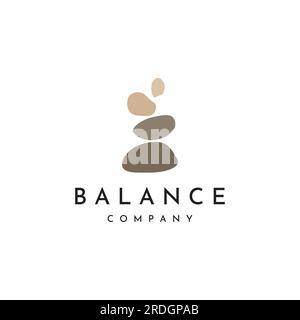 Logo minimalistische Zen Steine, Balancesteine, ordentlich gestapelte Steine, Steine für Meditation oder Gesundheit. Stock Vektor