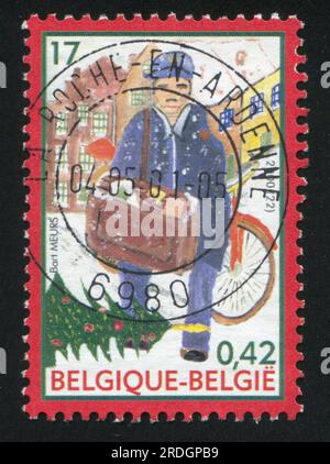 RUSSLAND KALININGRAD, 26. OKTOBER 2015: Briefmarke gedruckt von Belgien, zeigt Briefträger, circa 2000 Stockfoto