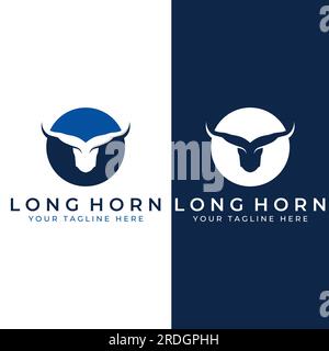 Bull's Head Horn Logo. Vektordesign-Konzept wird verwendet. Stock Vektor