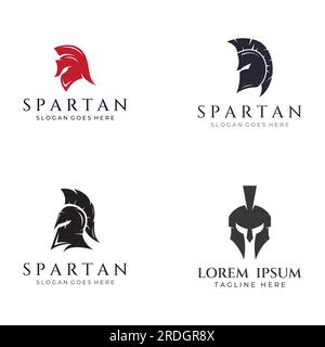 Starker und mutiger spartanischer oder spartanischer Kriegshelm-Logo. Mit Vektorbildbearbeitung. Stock Vektor