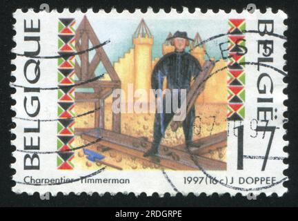 RUSSLAND KALININGRAD, 26. OKTOBER 2015: Stempel gedruckt von Belgien, zeigt Carpenter, circa 1997 Stockfoto