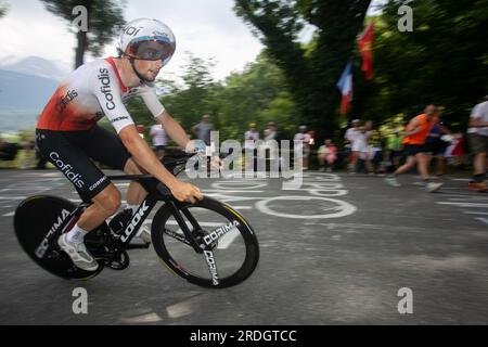 Domancy, Frankreich 18. Juli 2023: VICTOR LAFAY (COFIDIS FRA) im Zeitversuch bei Tour de France. Stockfoto