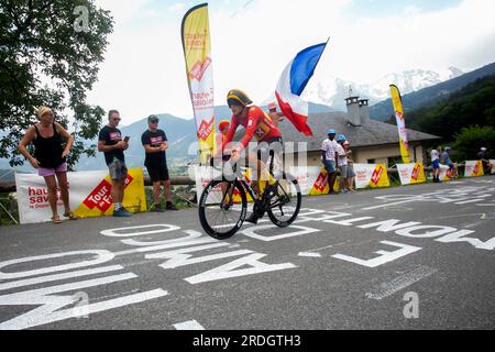 Domancy, Frankreich 18. Juli 2023: TORSTEIN Træen (RADSPORTTEAM UNO-X pro NOR) im Zeitversuch bei der Tour de France. Stockfoto