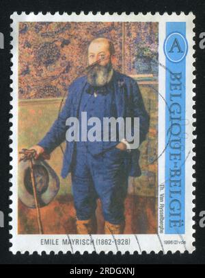 RUSSLAND KALININGRAD, 26. OKTOBER 2015: Stempel gedruckt von Belgien, zeigt Portrait von Emile Mayrisch, von Theo Van Rysselberghe, ca. 1996 Stockfoto