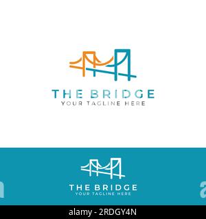 Minimalistisches und elegantes kreatives Bridge Building Logo mit einem modernen Konzept. Stock Vektor