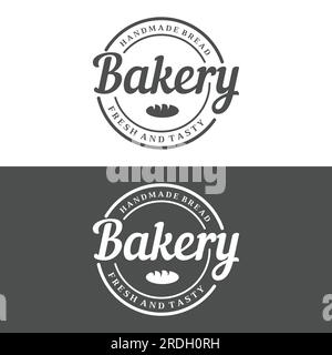 Logo-Vorlage für Retro-Weizenbrot. Abzeichen für Bäckerei, hausgemachte Bäckerei, Restaurant oder Café, Patisserie, Geschäft. Stock Vektor