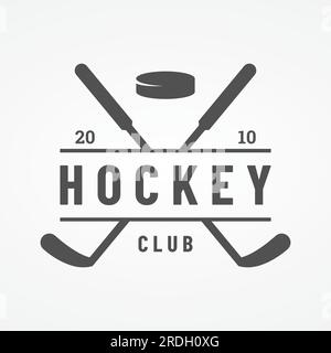 Hockey-Eissport-Abzeichen mit Hockeyball und Stab. Für Club, Turnier, Emblem, Meisterschaft und Business. Stock Vektor