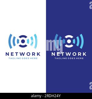 Signal Network Wave Logo oder Internet oder Wireless. Logo für WiFi-, Daten- und Technologieunternehmen Stock Vektor