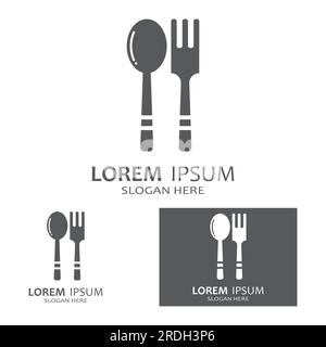 Logo-Vektor für Löffel, Gabel und Messer Stock Vektor