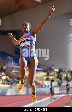 Monaco, Fürstentum Monaco. 21. Juli 2023. Stade Louis II., Monaco, Fürstentum Monaco, 21. Juli 2023, Weitsprung Frauen: Larissa Jachipino (Italien) während der Diamond League - Monaco International Athletics Meeting - Athletics International Credit: Live Media Publishing Group/Alamy Live News Stockfoto