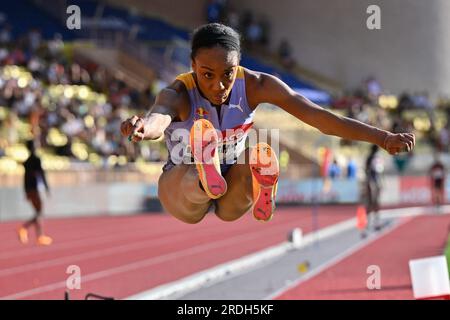 Monaco, Fürstentum Monaco. 21. Juli 2023. Stade Louis II., Monaco, Fürstentum Monaco, 21. Juli 2023, Weitsprung Frauen: Larissa Jachipino (Italien) während der Diamond League - Monaco International Athletics Meeting - Athletics International Credit: Live Media Publishing Group/Alamy Live News Stockfoto