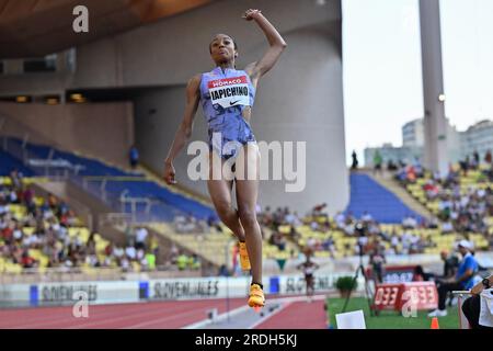 Monaco, Fürstentum Monaco. 21. Juli 2023. Stade Louis II., Monaco, Fürstentum Monaco, 21. Juli 2023, Weitsprung Frauen: Larissa Jachipino (Italien) während der Diamond League - Monaco International Athletics Meeting - Athletics International Credit: Live Media Publishing Group/Alamy Live News Stockfoto