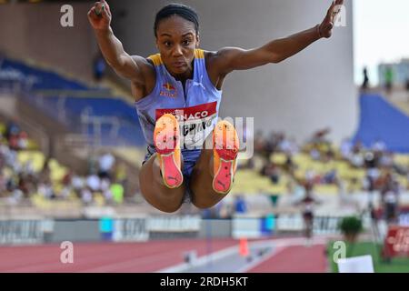 Monaco, Fürstentum Monaco. 21. Juli 2023. Stade Louis II., Monaco, Fürstentum Monaco, 21. Juli 2023, Weitsprung Frauen: Larissa Jachipino (Italien) während der Diamond League - Monaco International Athletics Meeting - Athletics International Credit: Live Media Publishing Group/Alamy Live News Stockfoto