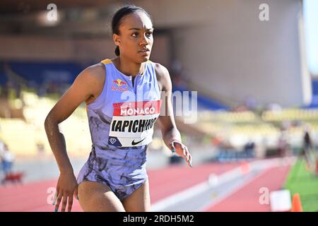 Monaco, Fürstentum Monaco. 21. Juli 2023. Stade Louis II., Monaco, Fürstentum Monaco, 21. Juli 2023, Weitsprung Frauen: Larissa Jachipino (Italien) während der Diamond League - Monaco International Athletics Meeting - Athletics International Credit: Live Media Publishing Group/Alamy Live News Stockfoto