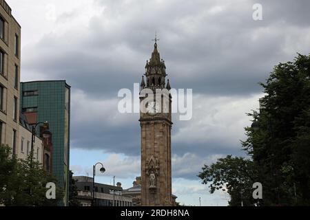 Albert Memorial Uhr am Queens Square in Belfast Stockfoto