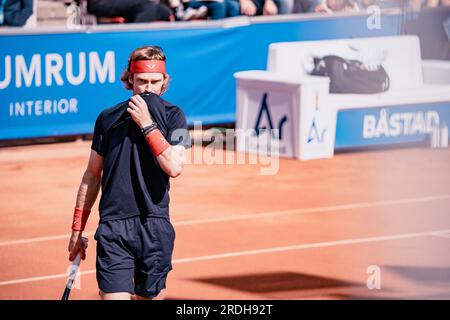 Båstad, Schweden. 2023 07 21. Andrey Rublev schlägt Alexander Zverev im Viertelfinale Daniel Bengtsson Stockfoto