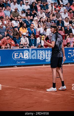 Båstad, Schweden. 2023 07 21. Andrey Rublev schlägt Alexander Zverev im Viertelfinale Daniel Bengtsson Stockfoto