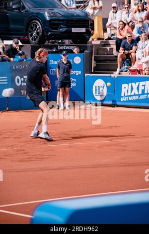 Båstad, Schweden. 2023 07 21. Andrey Rublev schlägt Alexander Zverev im Viertelfinale Daniel Bengtsson Stockfoto