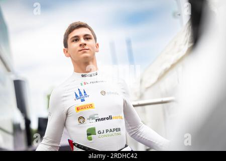 Mogyorod, Hongrie. 21. Juli 2023. FORNAROLI Leonardo (ita), Trident, Dallara F3, Portrait während der 7. Runde der FIA-Formel-3-Meisterschaft 2023 vom 21. Bis 23. Juli 2023 über das Hungaroring, in Mogyorod, Ungarn - Photo Sebastian Rozendaal/Dutch Photo Agency/DPPI Credit: DPPI Media/Alamy Live News Stockfoto