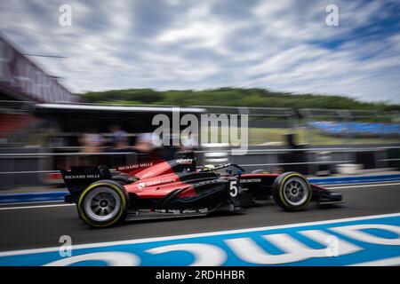 05 POURCHAIRE Theo (FRA), ART Grand Prix, Dallara F2, Action während der 9. Runde der FIA Formel-2-Meisterschaft 2023 vom 21. Bis 23. Juli 2023 auf dem Hungaroring in Mogyorod, Ungarn Stockfoto