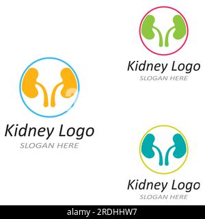 Nierengesundheit und Nierenpflege Logo mit Vektorkonzept-Symbol Stock Vektor