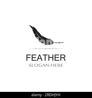 Federlogo der Geflügelrasse und Kugelschreiber aus Feder mit Vektorsymbol Stock Vektor