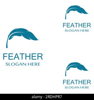 Federlogo der Geflügelrasse und Kugelschreiber aus Feder mit Vektorsymbol Stock Vektor
